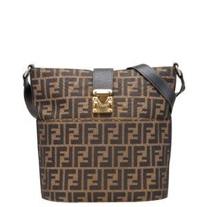 Fendi Zucca Shoulder Bag in Brown and Black Canvas Leather for Women